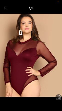 NEW red mesh bodysuit / SIZE 1XL