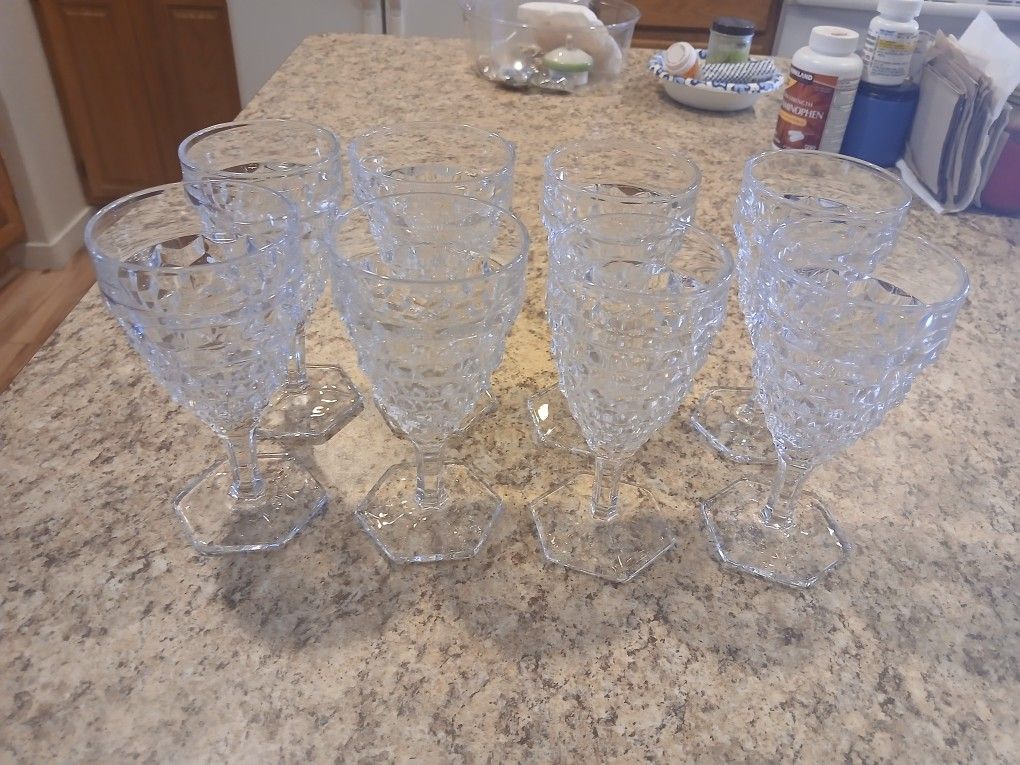 8 Vintage Fastoria Cubed Wine Glasses