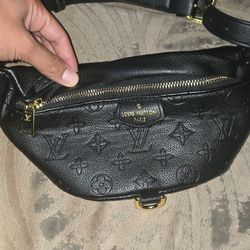Louis Vuitton Black Empreinte Monogram Belt Bag Gold Hardware Orange Lining