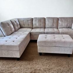 New Sectional + Storage Ottoman  — Left or Right Chaise — Delivery Available