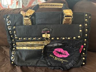 Betsey Johnson Betseyville Black Studded Tote Bag