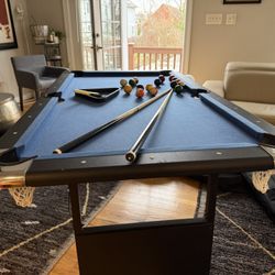 Pool Table Complete With Balls And Cues