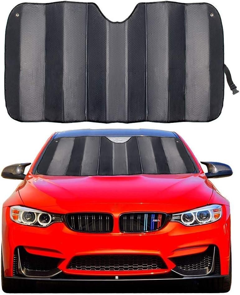 Car Windshield Sunshade Thicken 5-Layer UV Reflector Auto Front Window Sun Shade Visor Shield Cover,Keep Vehicle Cool(Gary,57" 27.5")