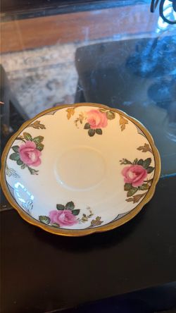 Vintage Porcelain Saucer with Pink Roses