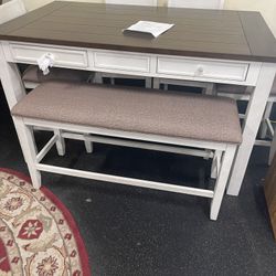 Dining Table ( Counter Height) 4 Chairs, Table , 1 Bench On Sale