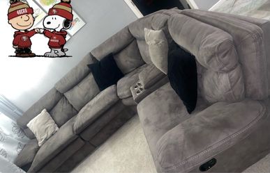 Gray recliner sectional sofa