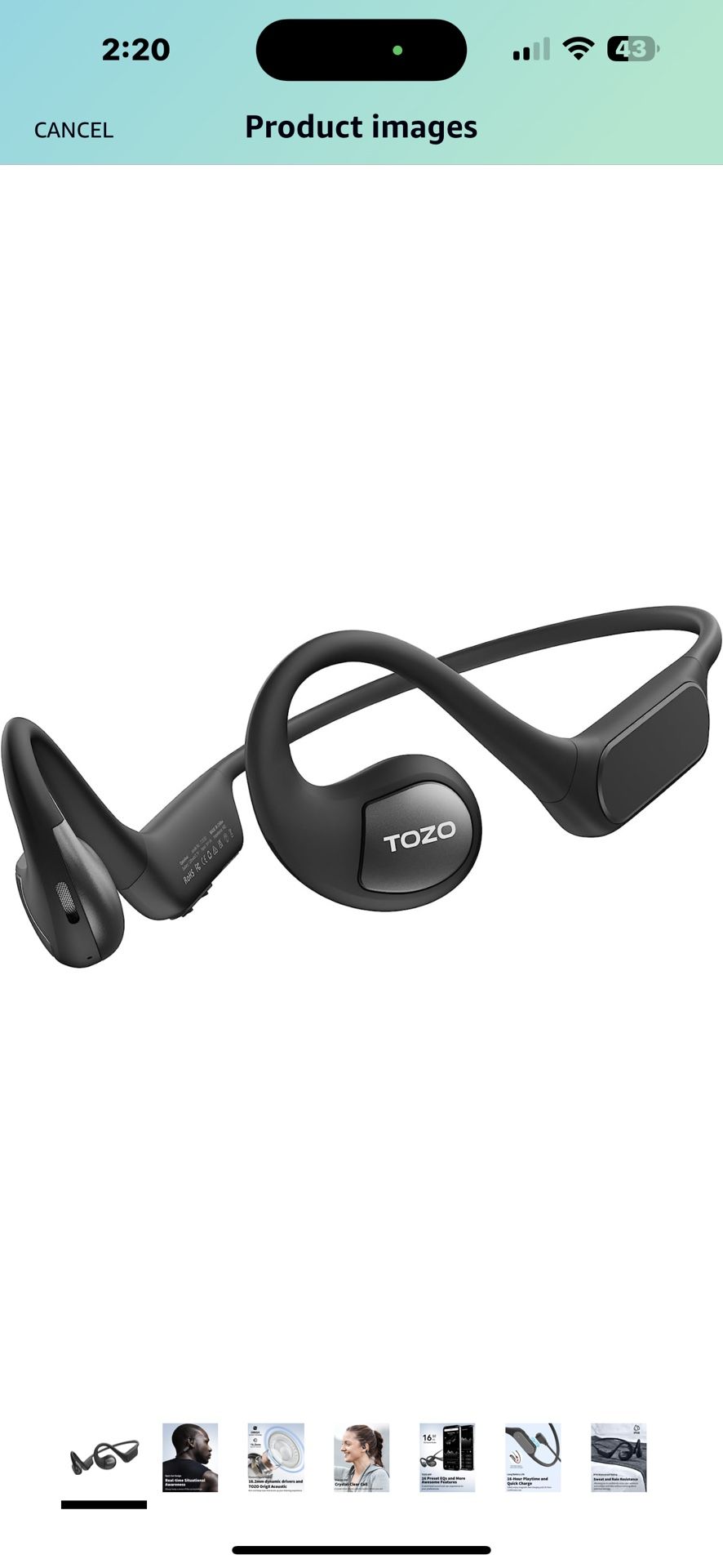 TOZO OpenReal Open Ear Headphones Bluetooth