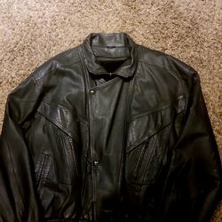 Vintage "Best Genuine Leather 4 U Of California" - Black Leather Men's Jacket