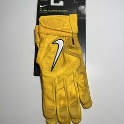 Nike Alpha Huarache Elite Batting Gloves Baseball Mens Size L Yellow CV0720 701