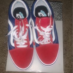 Vans Sz 9 Red White Red/ Blue