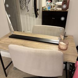 Desk , chair , mirror