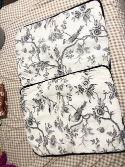 Black and White Floral Bird Pillow Shams Set of 2