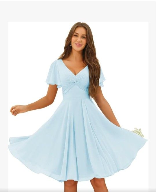 Light Blue Chiffon Dress Size 6