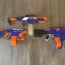 3 Nerf Elite Series Guns 