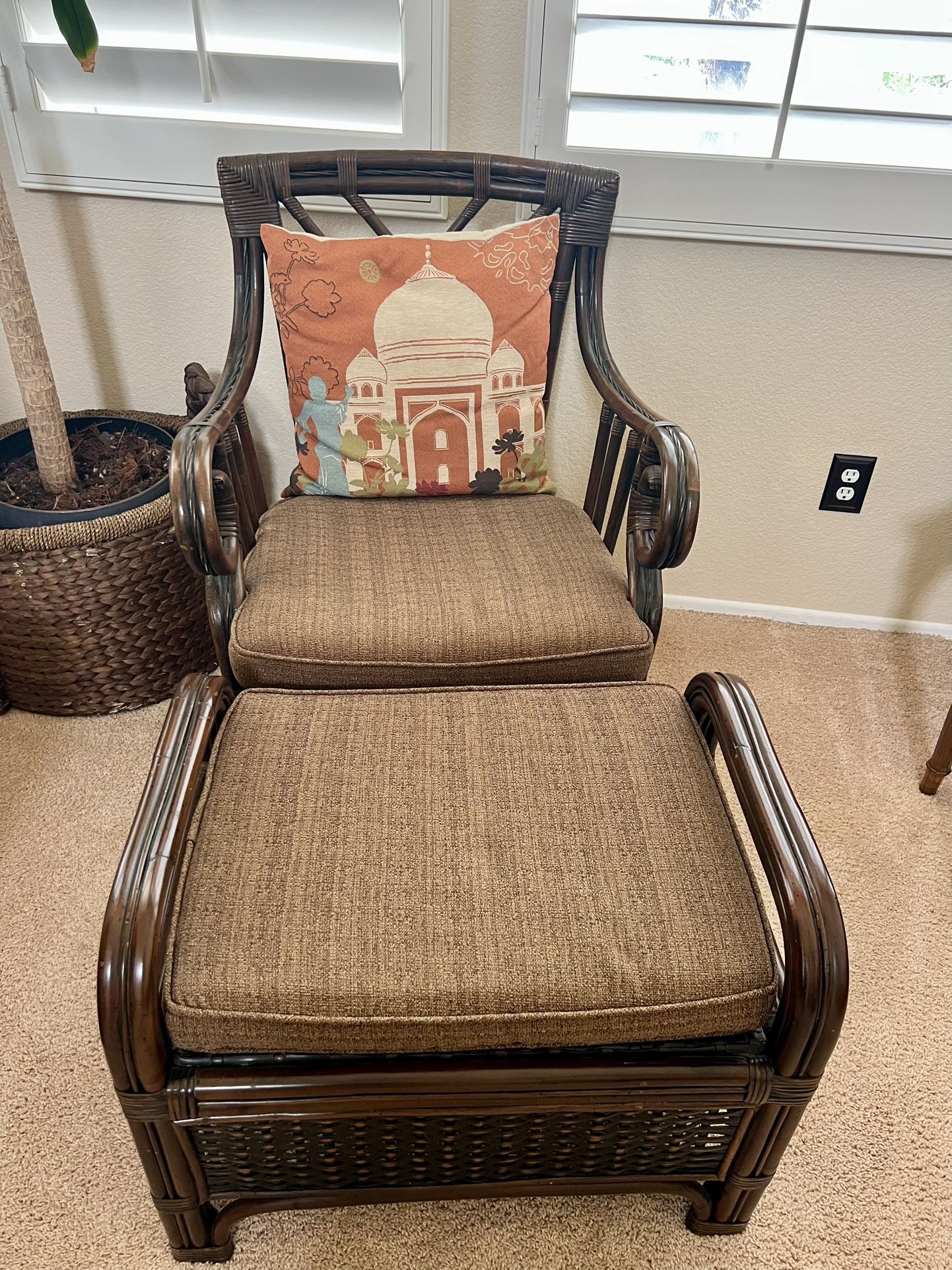 Wicker Chair And ottoman