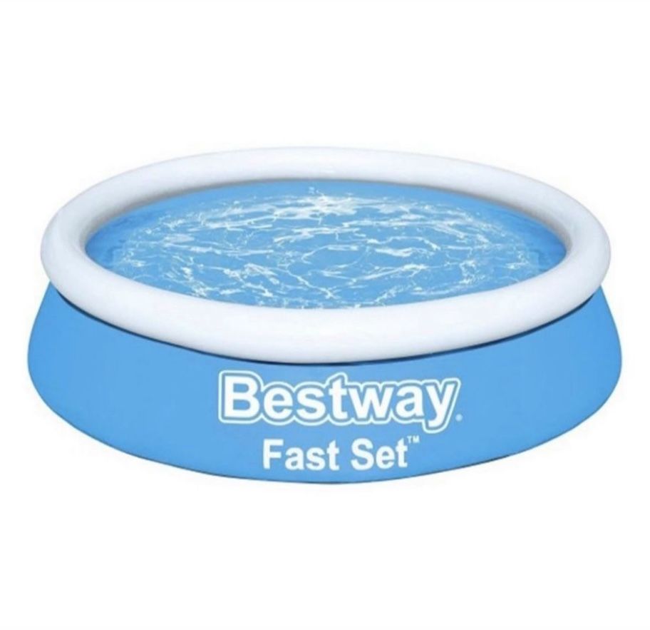 Bestway Fast Set 6 Foot x 20 Inch Round Inflatable Above Ground Outdoor Swimming Pool with 248 Water Capacity and Repair NEW BRAND NEW, Factory Seal