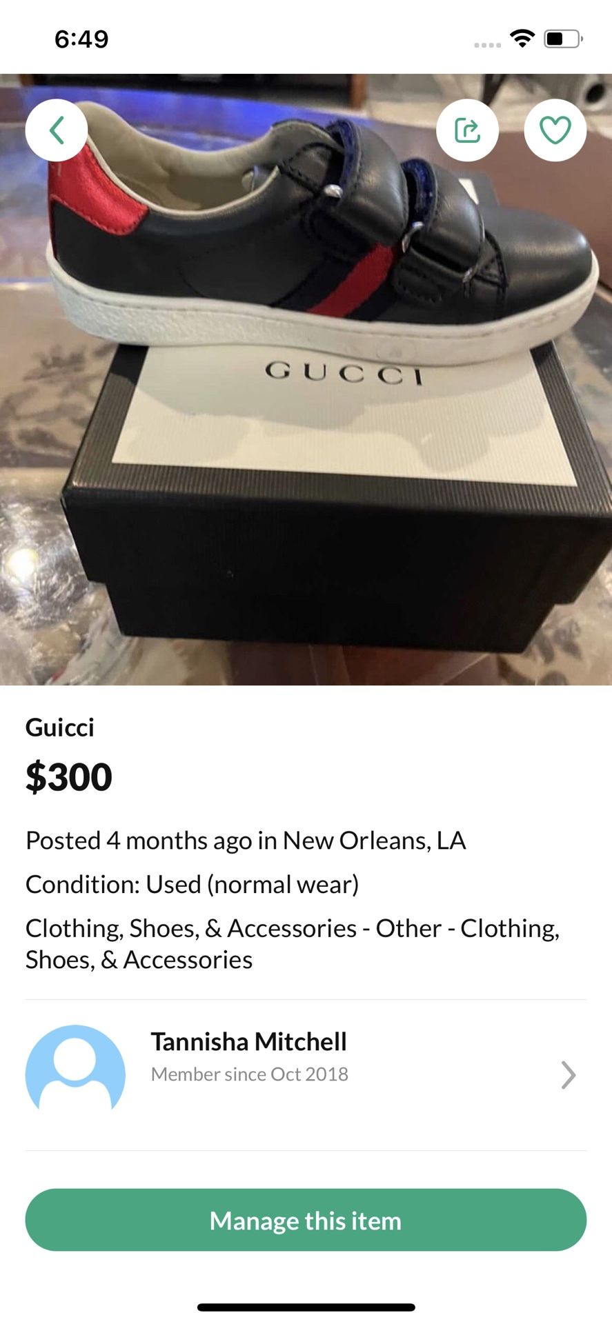 Toddler Gucci Size 7