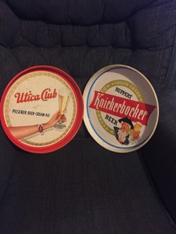Pair of Vintage metal beer trays