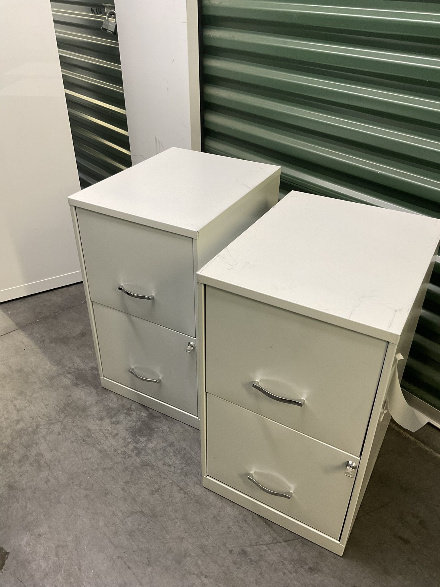 Two white File Cabinets With keys 