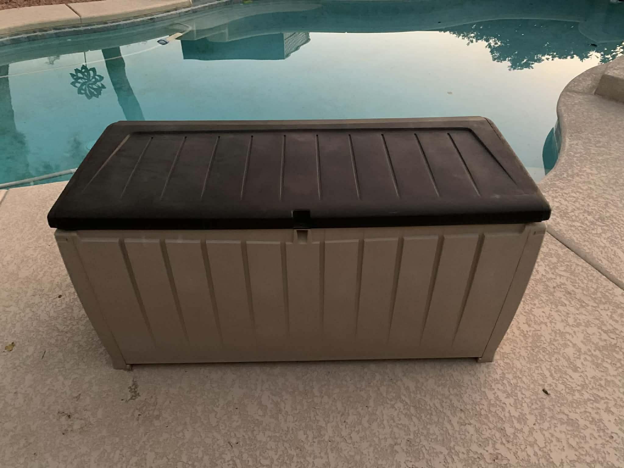 Plastic Deck Storage Container Box Outdoor Patio Garden Furniture 90 Gal, Brown
