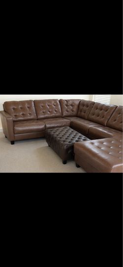 4 Piece Brown Leather Sectional
