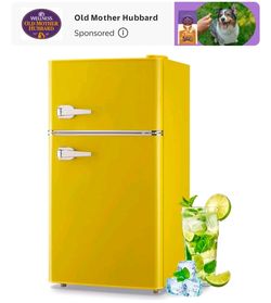 Vintage Mini Yellow Fridge