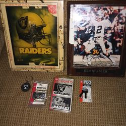 Raiders, Ken Stabler Plaque, Clock, Key Fob, Frig.Mag 