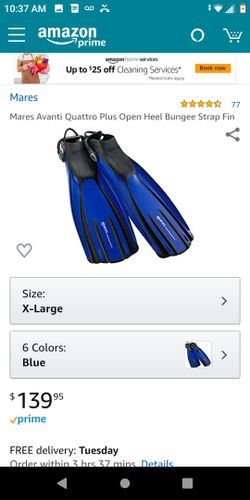 Mares Avanti Quattro Plus Open Heel Bungee Strap Fin