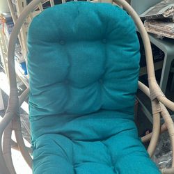 Lanai Rattan Swivel Rocker Chair in Blue Fabric with White Wash Frame Questions & Answers (3)