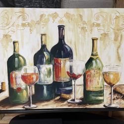 Large Elegant Wine & Vineyard Canvas Art