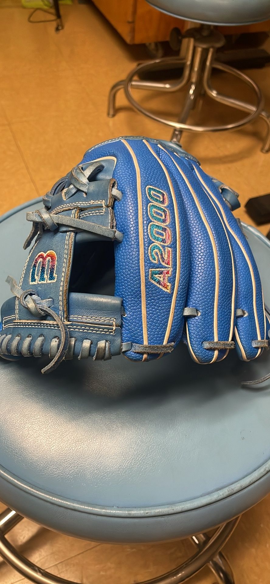 Used In Great Condition Wilson A2000 Pro stock DP15 blue with white, size 11.5