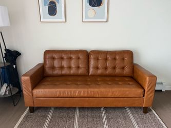 Brown leather couch