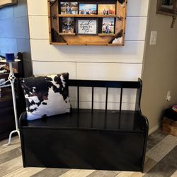 Cute Solid Wood Black Storage Bench