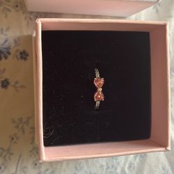 Sparkling Pink Bow Ring Sterling silver 