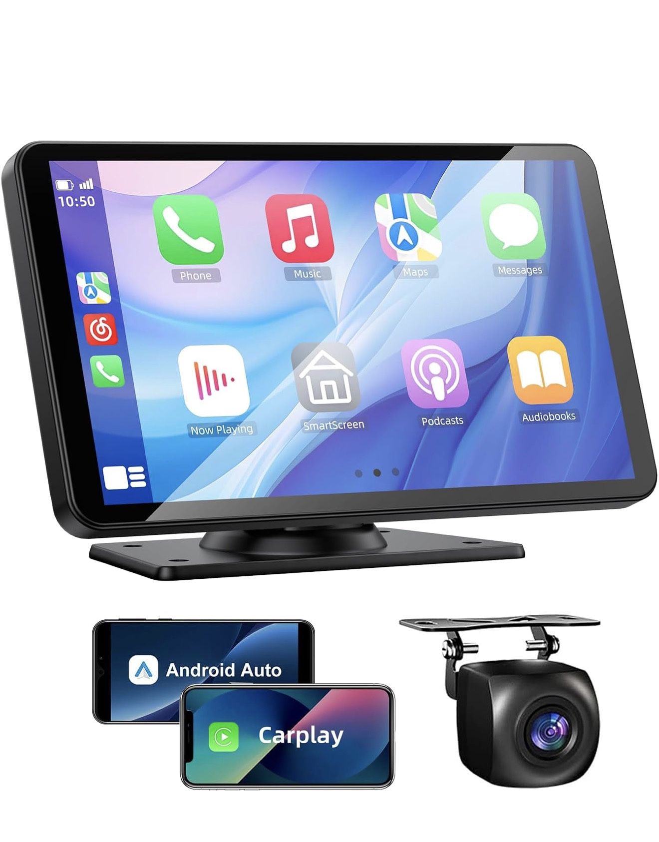 Wireless Apple Carplay and Android Auto Screen for Car, 7" HD Portable Touch Screen Car Stereo with