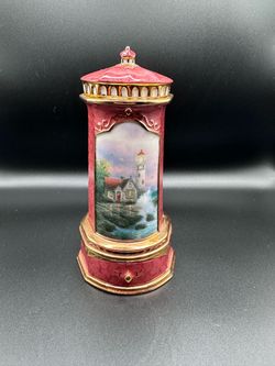 Thomas Kinkade Seaside Reflections Porcelain Lighthouse Trinket Music Box B0727