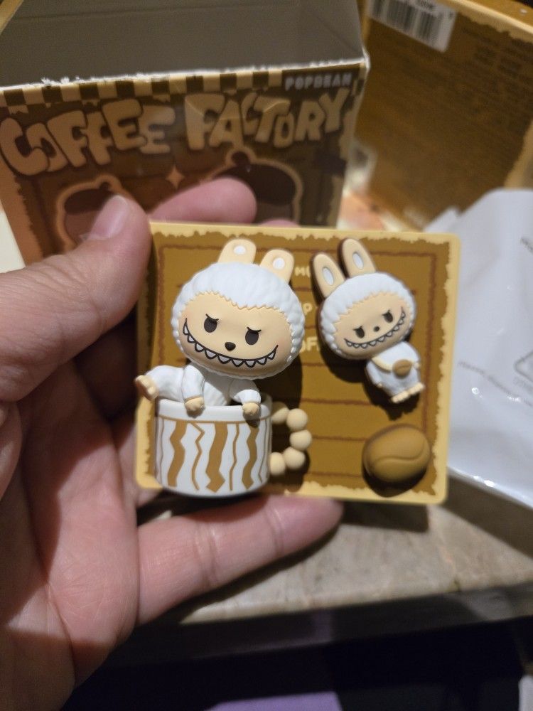Pop bean coffee factory decoration charm labubu