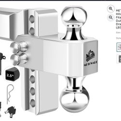 Adjustable Trailer Hitch - Aluminum Drop Hitch Fits 2.5-Inch Receiver - Heavy Duty Tow Hitch with 6-Inch Drop/Rise for Truck