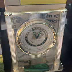 RYTHM WORLD CLOCK EXECUTIVE DESK ART DECO STYLE CLEAR GOLD TRIM