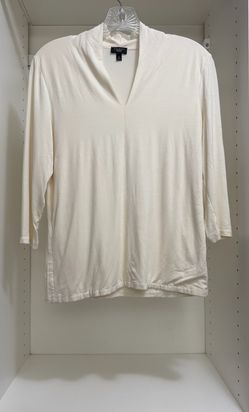 Talbots cream 3/4 long sleeve blouse with a V-neckline, size M