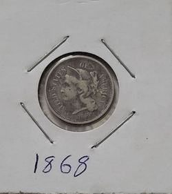 1868 Three Cent Nickel US Coin