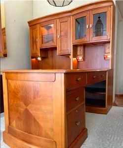 Wood L-Shaped Executive Desk with Hutch