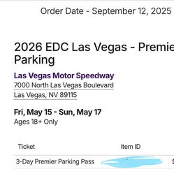 EDC 2026 Premier Parking Pass
