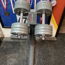 Adjustable 50lb Barbells With Stand 