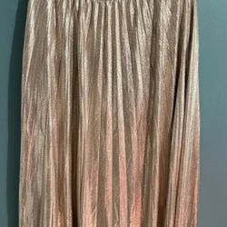 Metro Wear Elastic Skirt XL Long Shimmer Metallic Pleated Gold Skirt Style