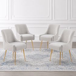 Grey velvet dining chairs set of 4
