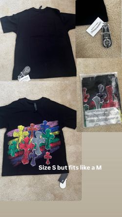 Black multi color chrome tee