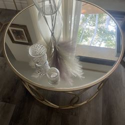 Coffee Table, Side Table, Gold/mirror Top