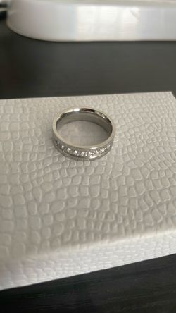 Silver Band Ring with CZ Stones