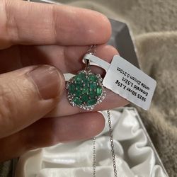 AAA Emerald &  White Zircon Necklace - new!